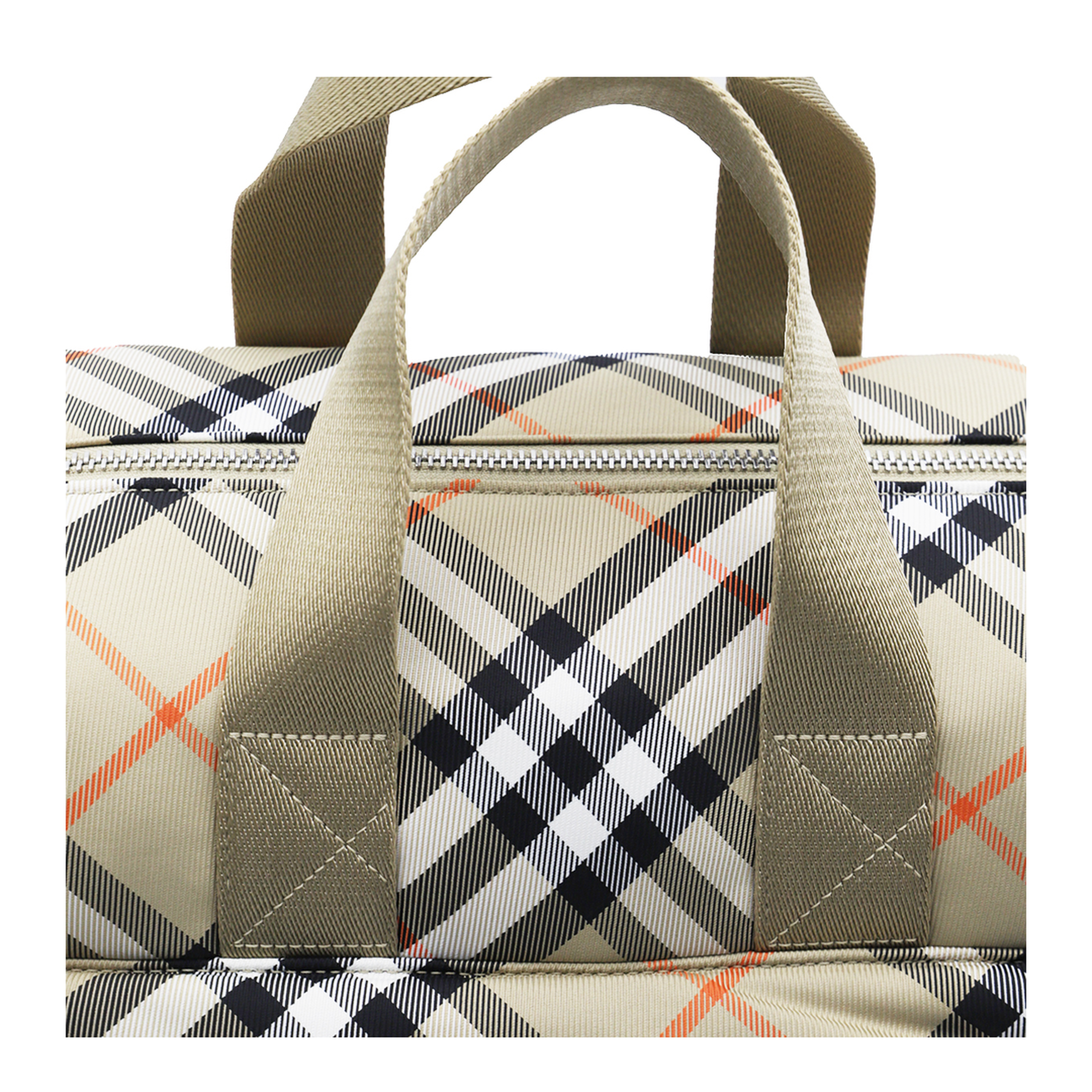 Polyamide Zipped Checked Changing Bag - Beige - Image 6