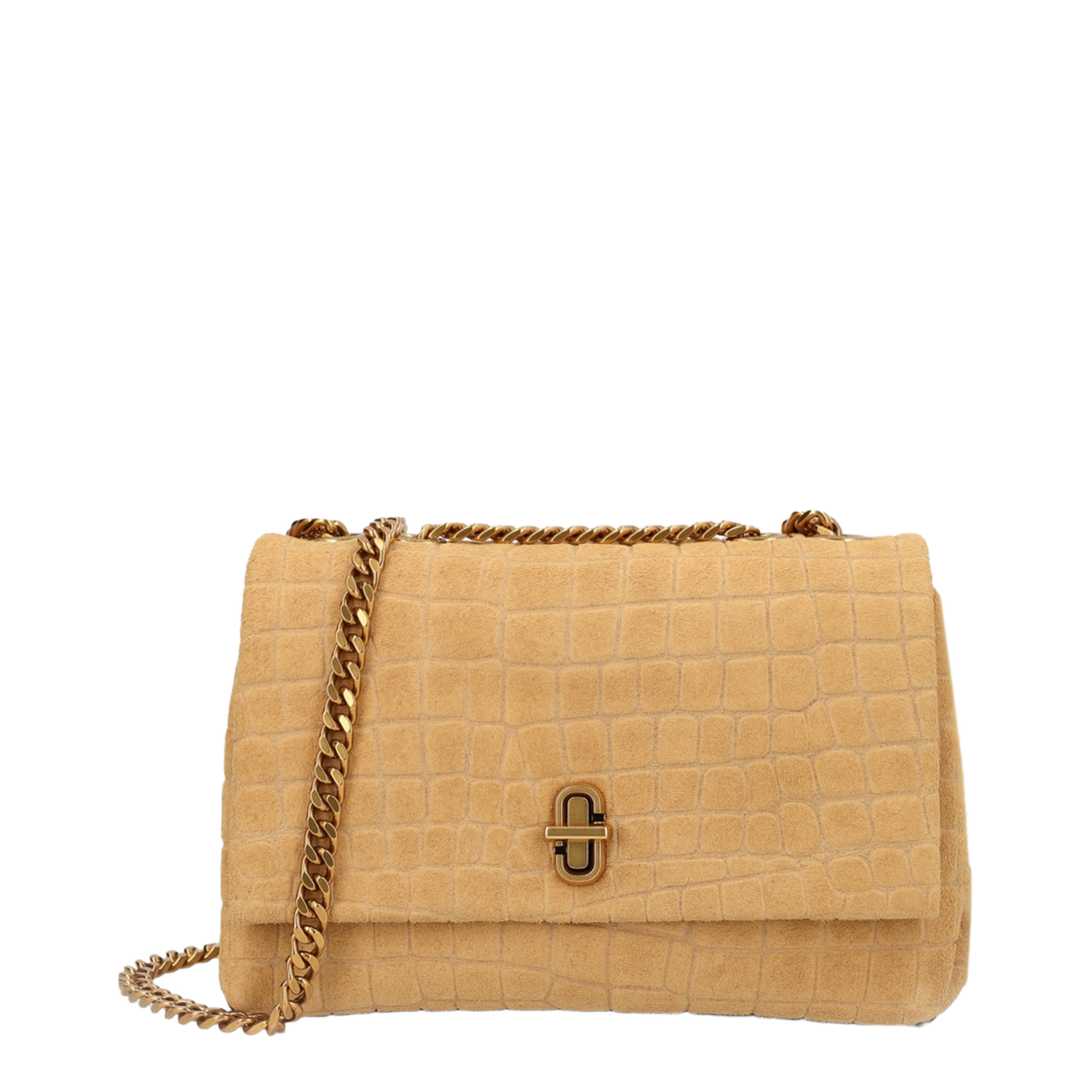 The Slim Dual Crocodile-Embossed Italian Suede Shoulder Bag - Sahara - Image 1