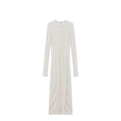 Light Apricot Crinkled Knit Dress - Image 1