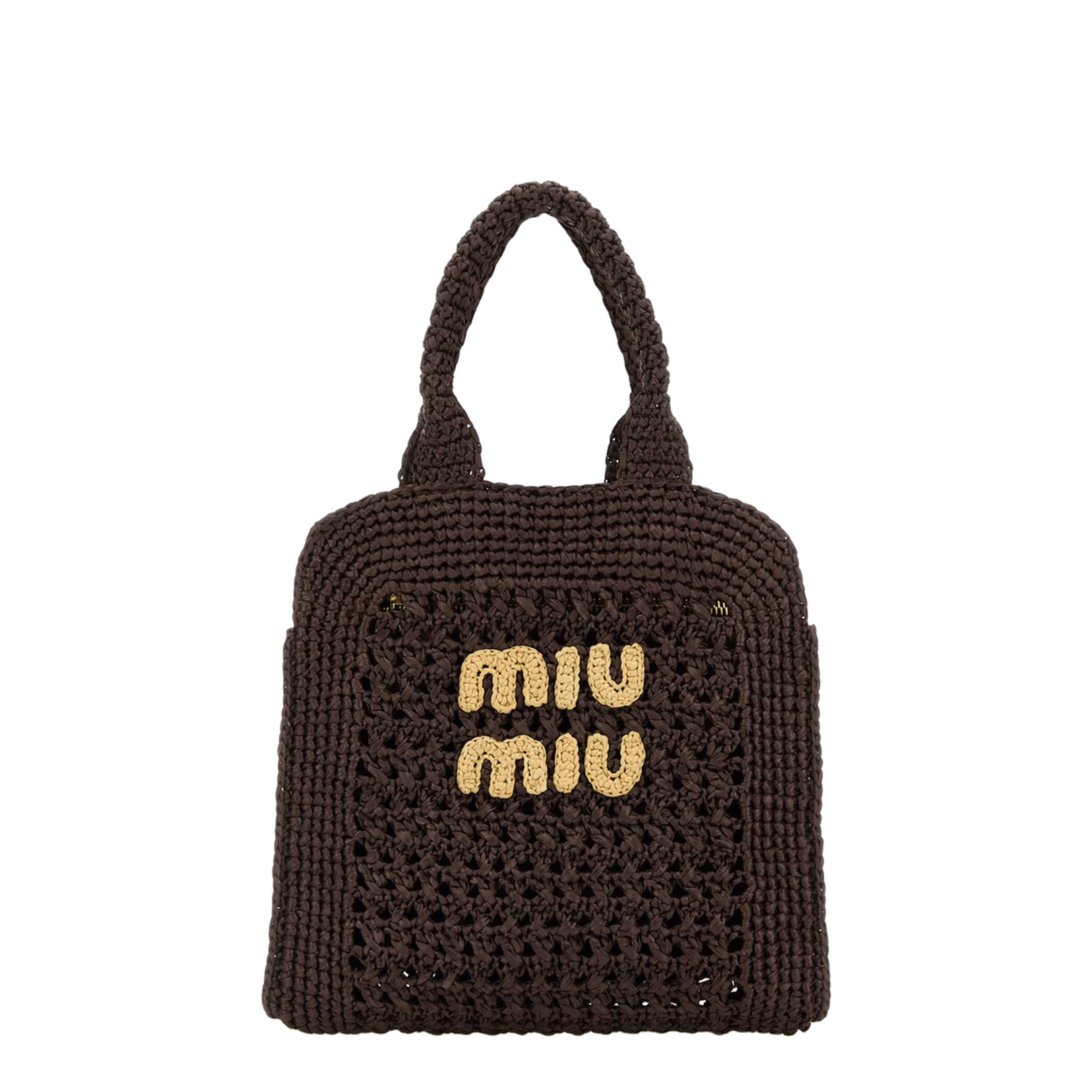 Cocoa Brown Natural Raffia-effect Woven Tote Bag - Image 1