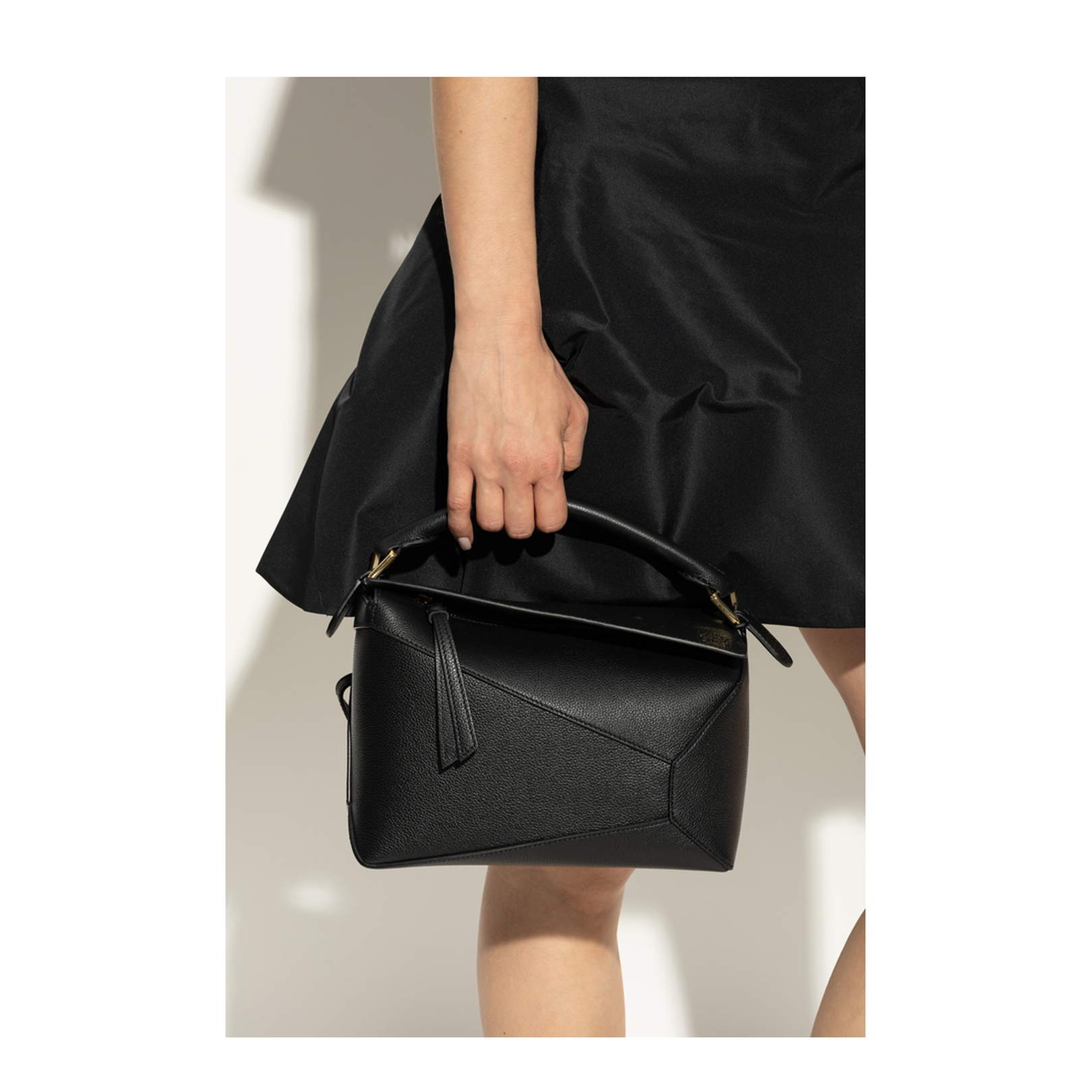 Puzzle Small Handbag Leather Black - Image 2