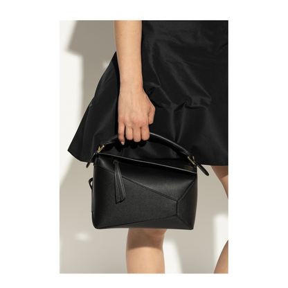 Puzzle Small Handbag Leather Black - Image 2