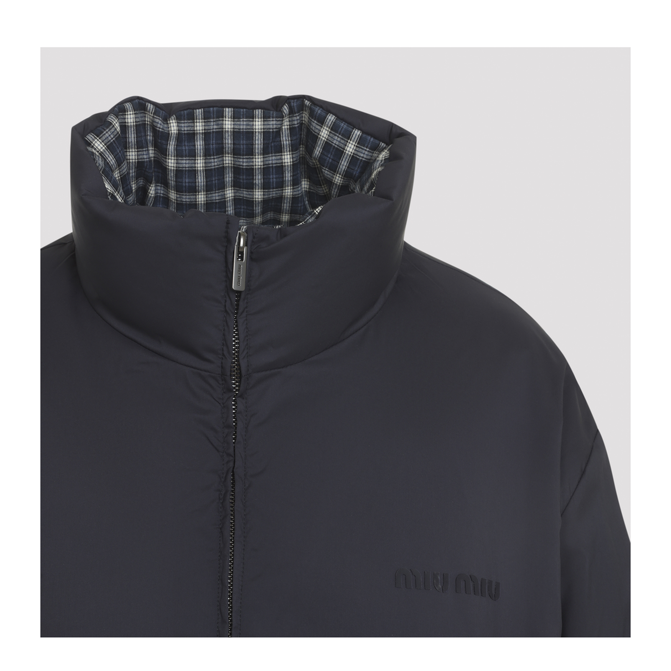Reversible Checked Down Jacket - Image 8