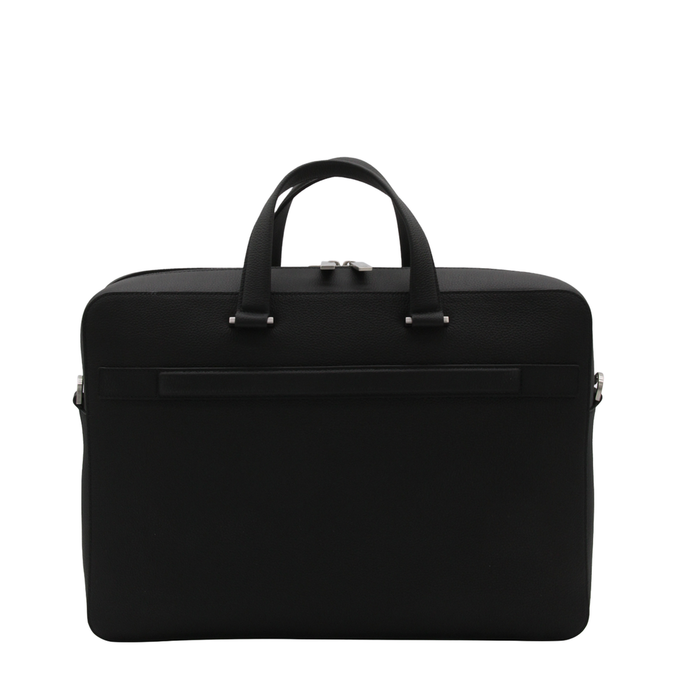 Salvatore Black Leather Business Gancini Top Handle Bag - Image 1