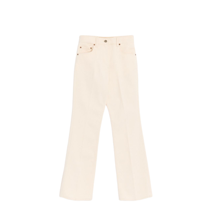 Flared Denim Jeans Beige - Image 1