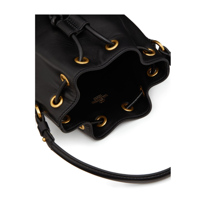 VLogo Signature Mini Smooth Leather Bucket Bag - Black - Image 7
