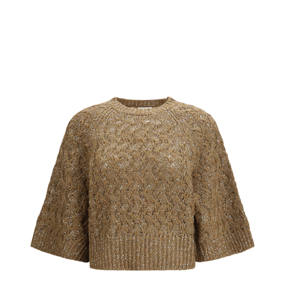 Open Knit Construction Sweater - Image 1