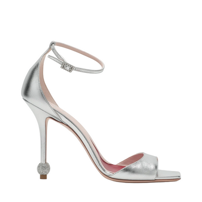 Silver Sandal with Jewelled Heel - Image 1