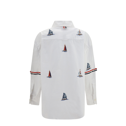 Oversized Sailboat-embroidered Shirt - Image 2