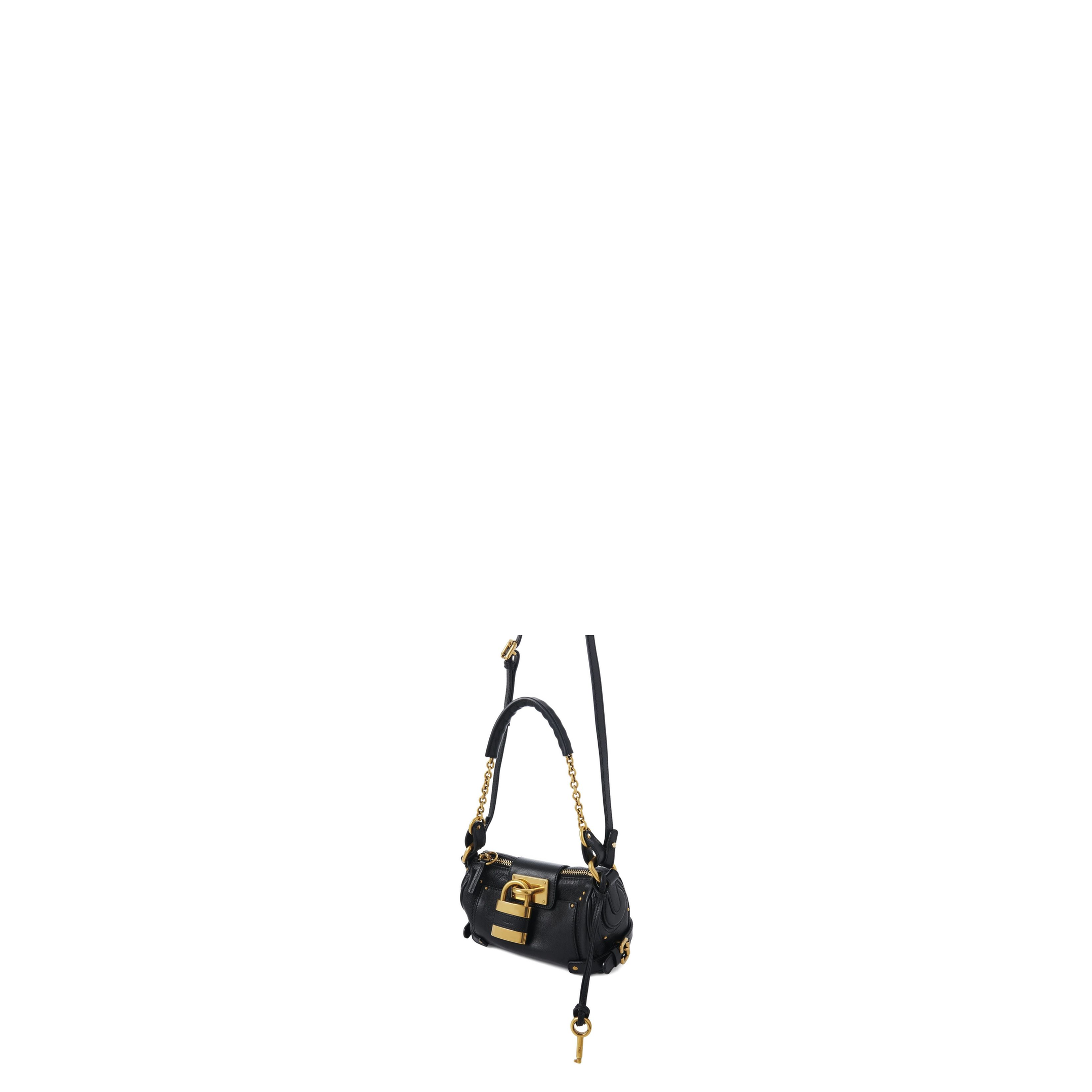 Small Paddington Chain Bag in Grained Leather Black - Image 3