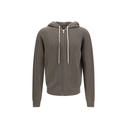 Ribbed Virgin Wool Knit Hoodie - Image 1