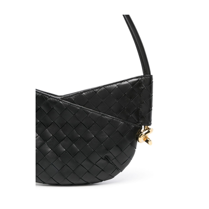 Black Calf Leather Intrecciato Design Bag - Image 3