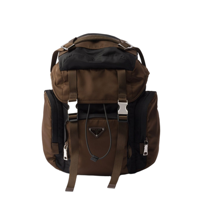 Re-Nylon Calfskin Trim Backpack - Black/Burnt - Image 1