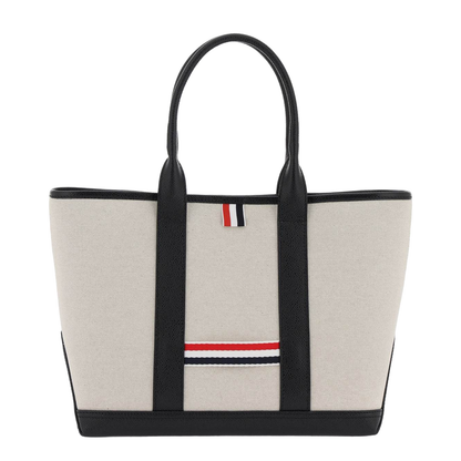 Sand Canvas Rwb-Stripe Shopping Bag - Image 1
