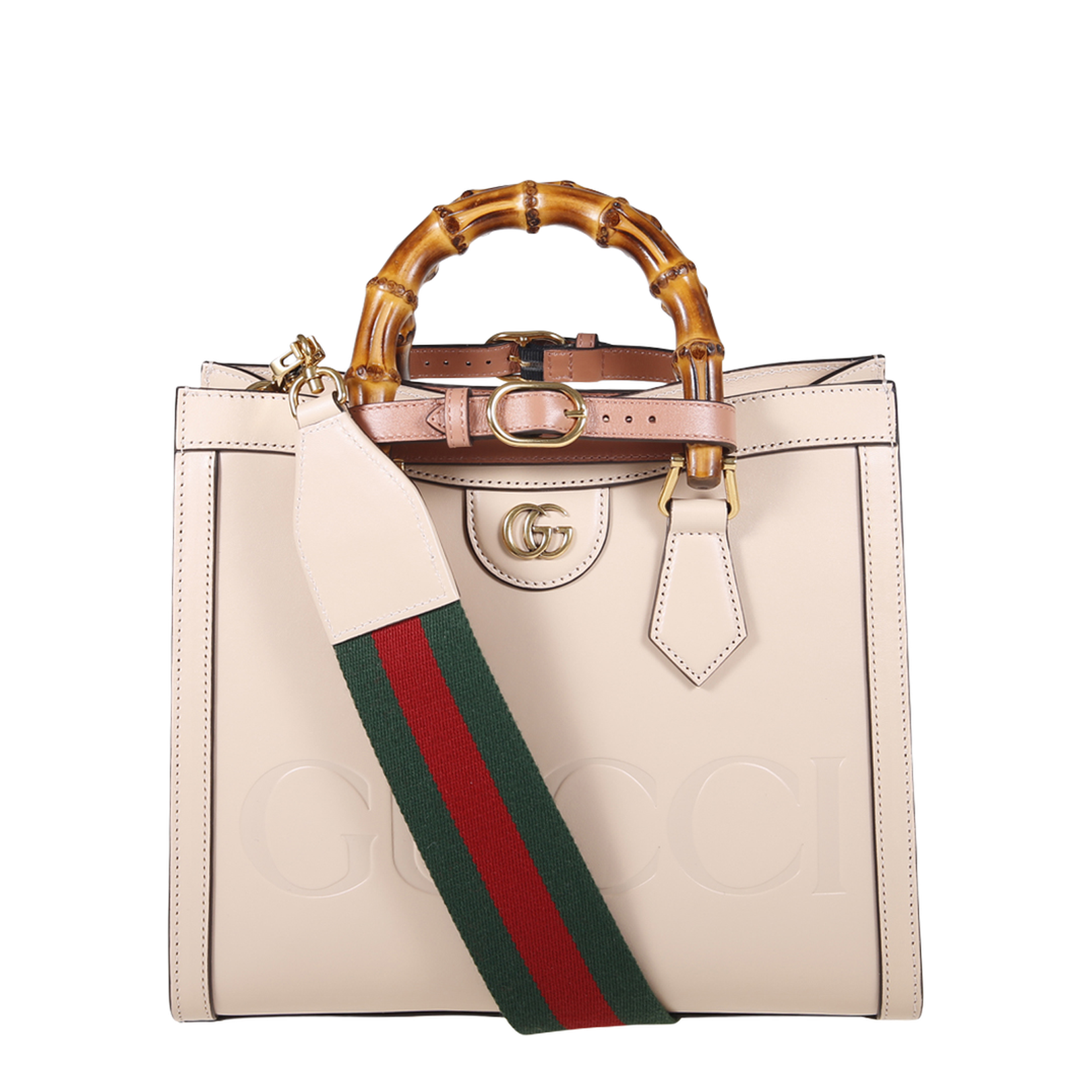 Diana Medium Leather Tote Bag - Beige - Image 4