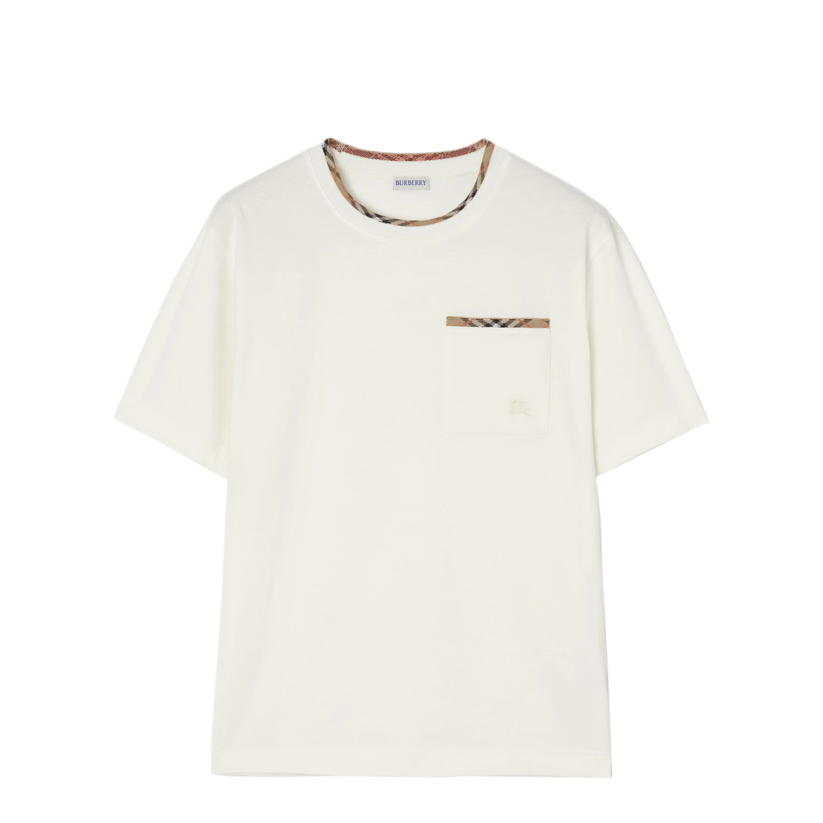 Cotton T Shirt With Check Trims - Image 1