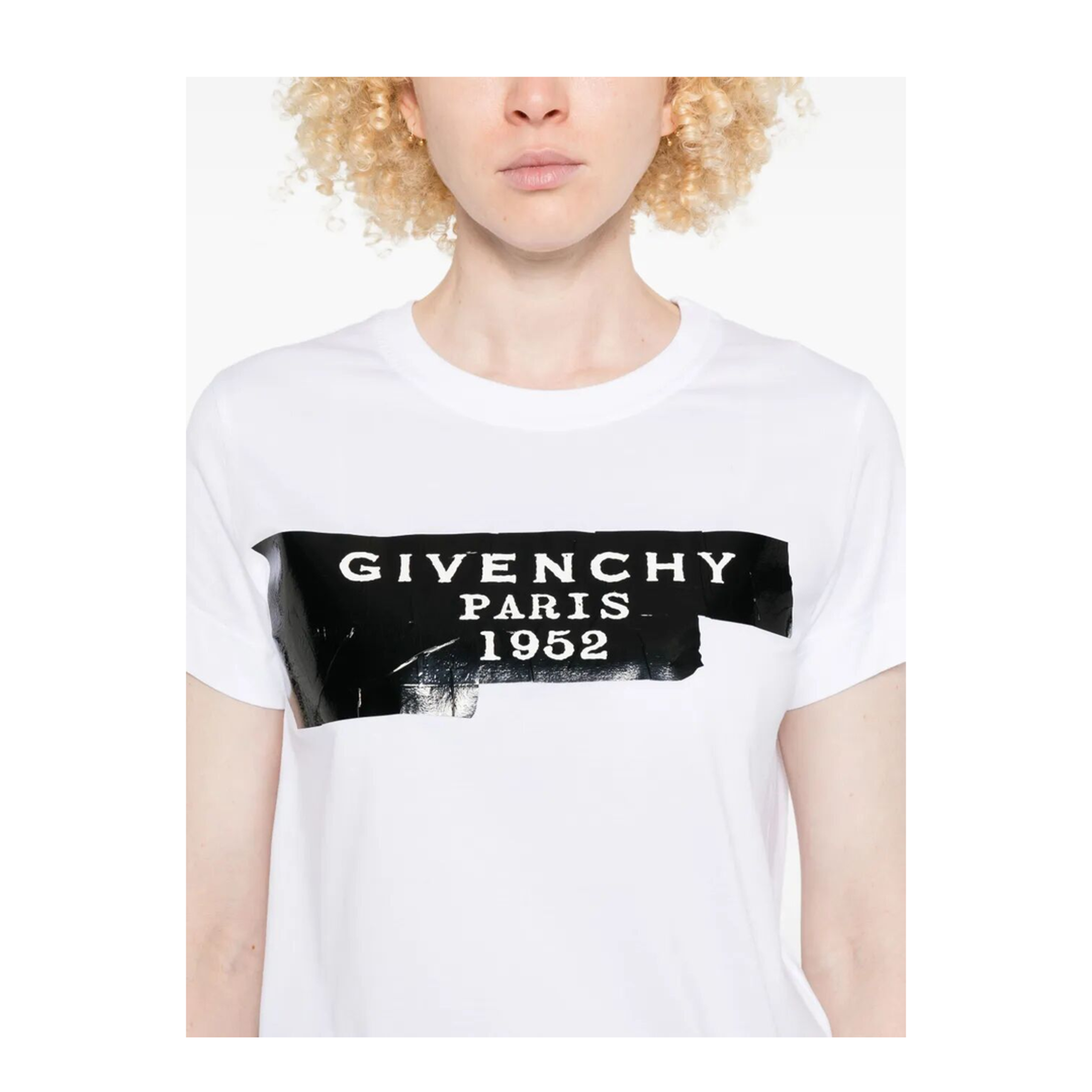 Cotton T-Shirt with Tape Print - Image 9