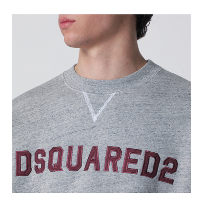 Grey Mélange Sweatshirt with Logo Embroidery - Image 2