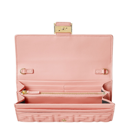 Continental Wallet with Chain in Pink Leather - Image 4
