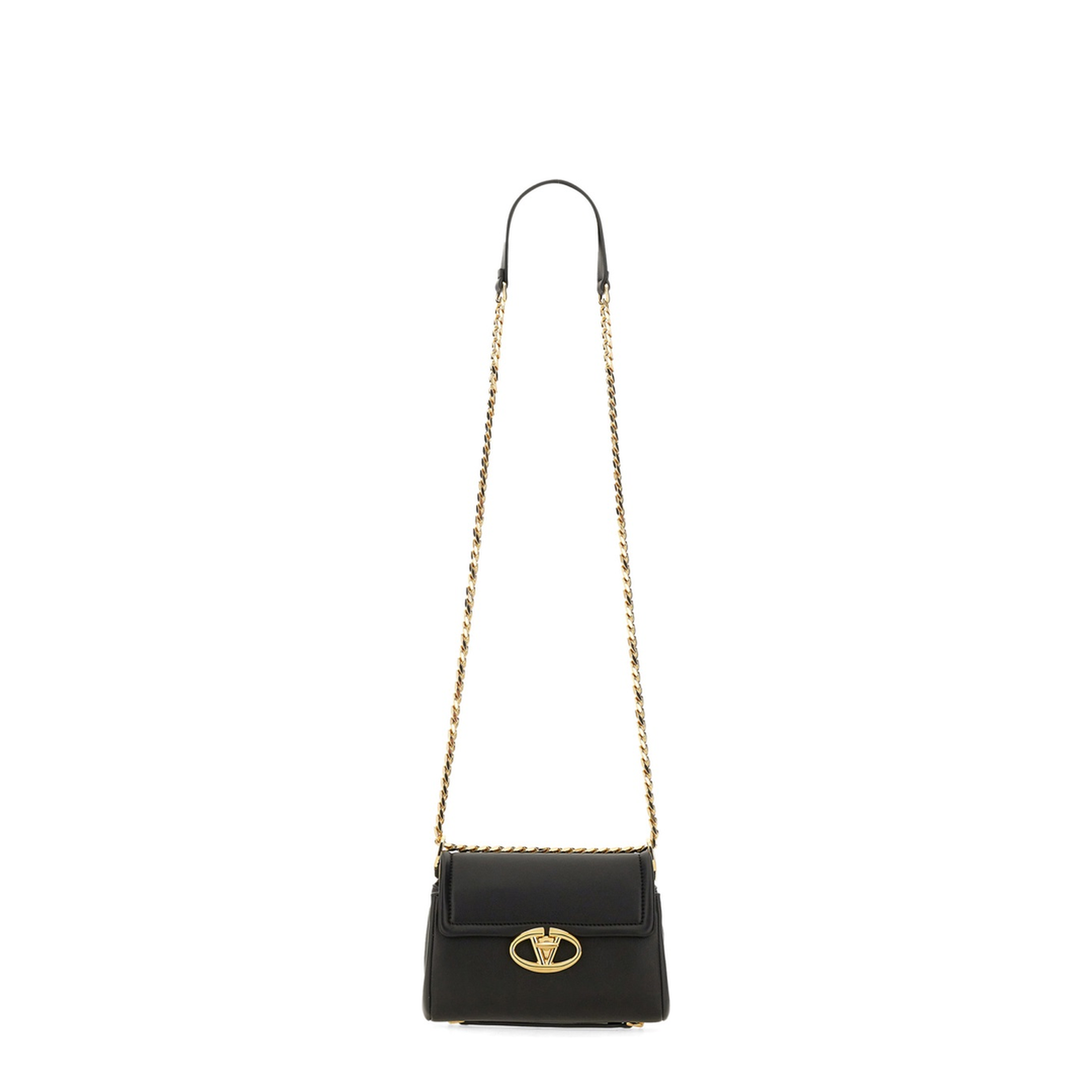 VLogo Leather Shoulder Bag Black - Image 2