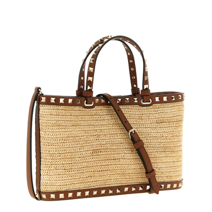 Rockstud Small Shopping Bag - Beige - Image 2