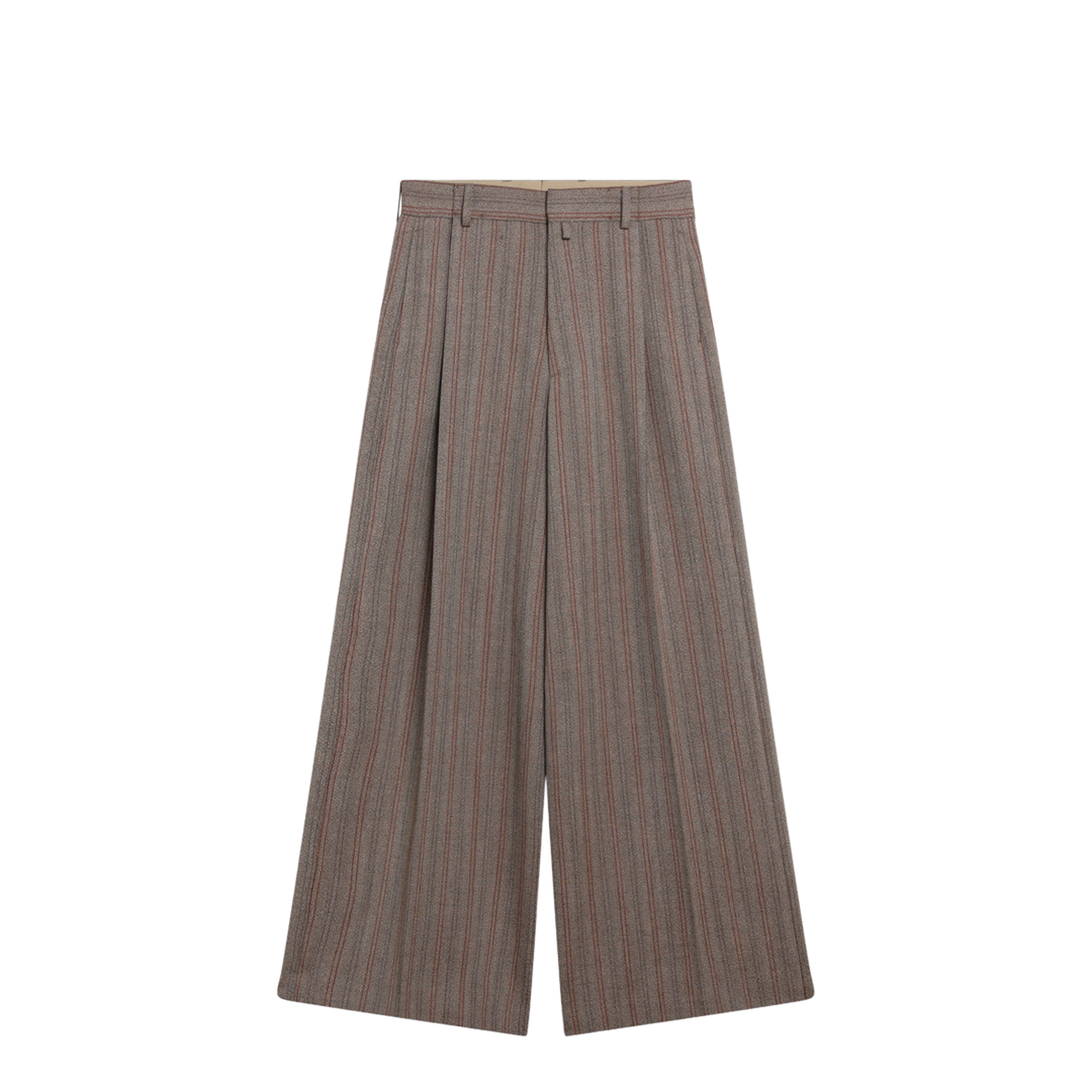 Wide-Leg Pinstripe Wool Trousers - Image 1