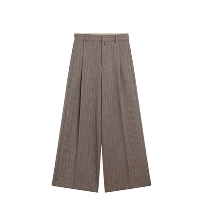 Wide-Leg Pinstripe Wool Trousers - Image 1