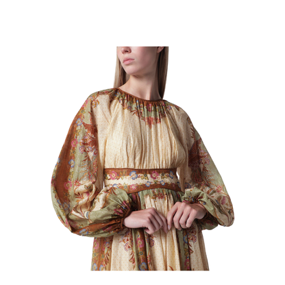 Cream Cotton and Silk Indra Maxi Dress - Image 2