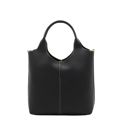 Small Calf Leather Tote - Black - Image 5