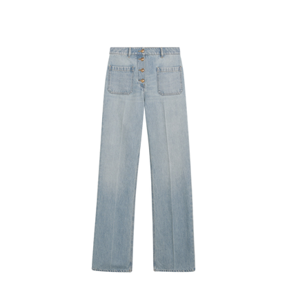 Straight-leg cotton denim jeans in light blue - Image 1