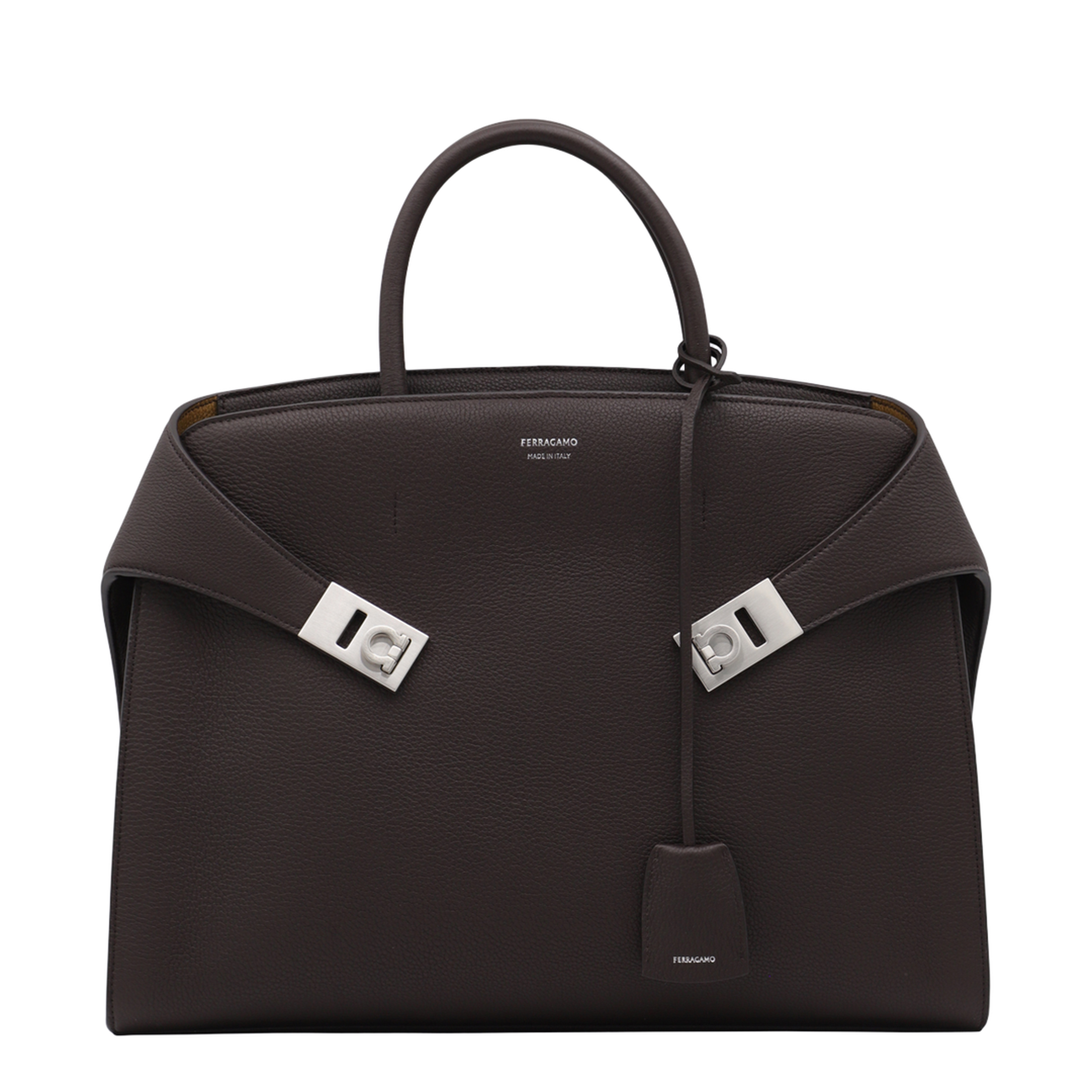 Dark Brown Leather Hug Top Handle Bag - Image 2
