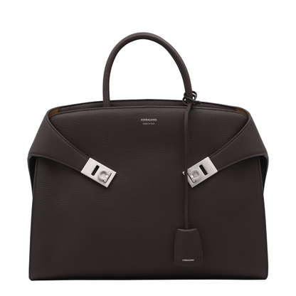 Dark Brown Leather Hug Top Handle Bag - Image 2