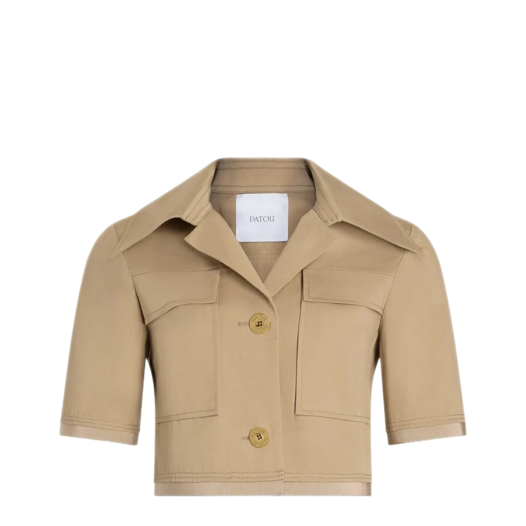 Short-Sleeved Cotton Cropped Jacket - Image 1