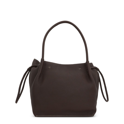 Chocolate Brown Leather Drawstring Closure Bag - Image 3