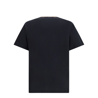 Cotton T-shirt with Check Trims - Image 2