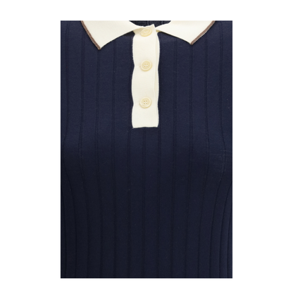 Short Sleeve Polo in Virgin Wool and Cashmere with Accessory Detail - Image 3