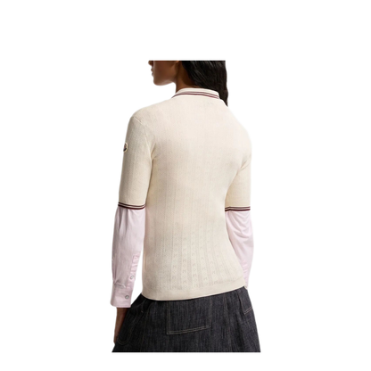 Rhombus and Logo Pattern Cotton Polo Shirt - Image 3
