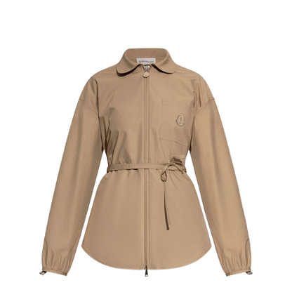 Beige Cotton Poplin Zip-Up Shirt Jacket - Image 1