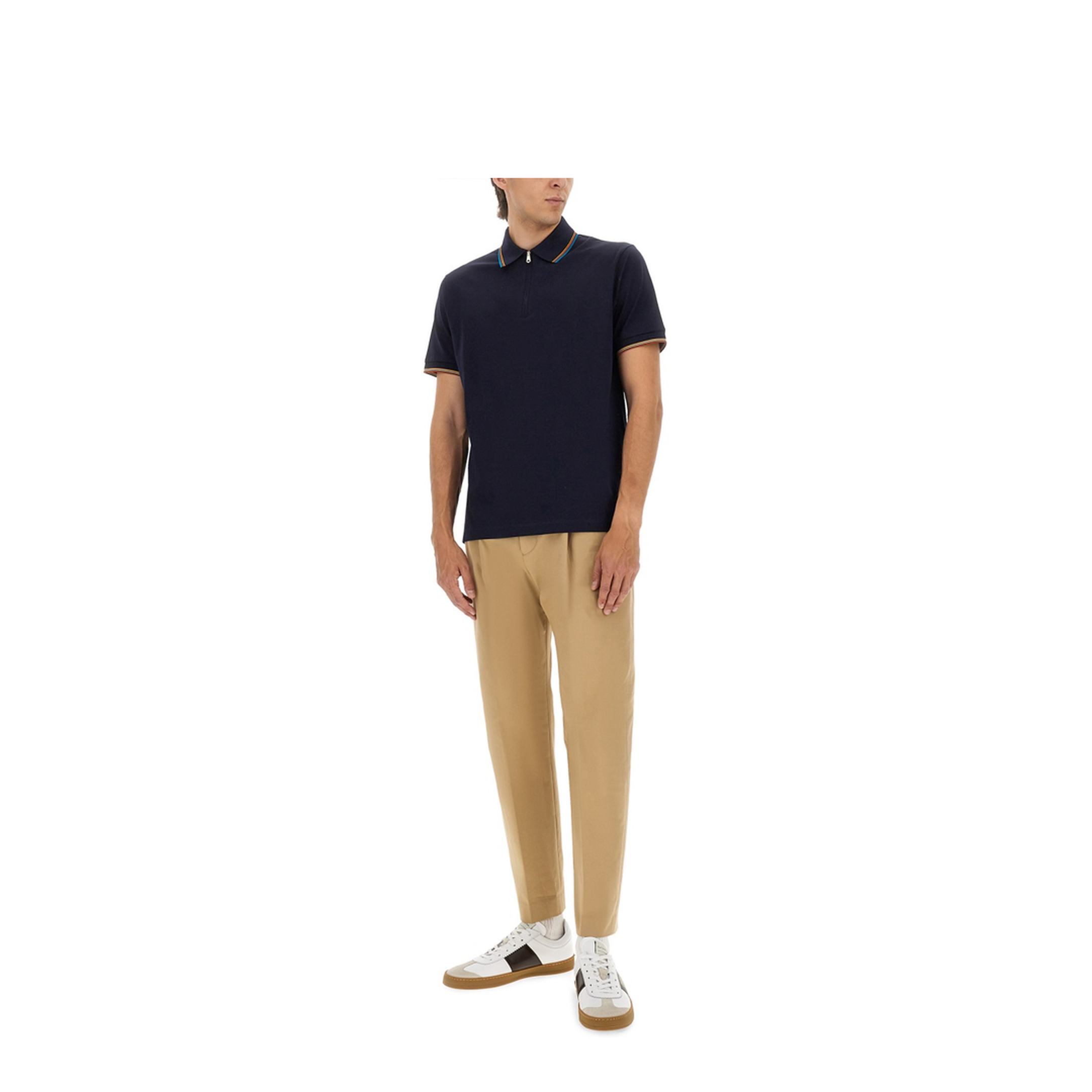 Cotton Polo Shirt with Zipper - Image 2