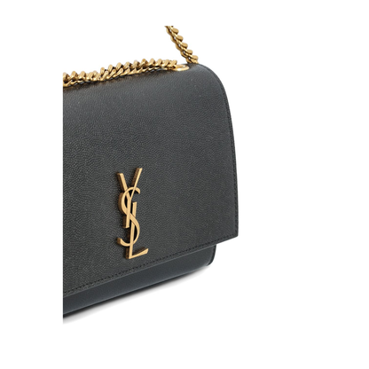 Kate Small Grain de Poudre Leather Chain Bag - Black - Image 3