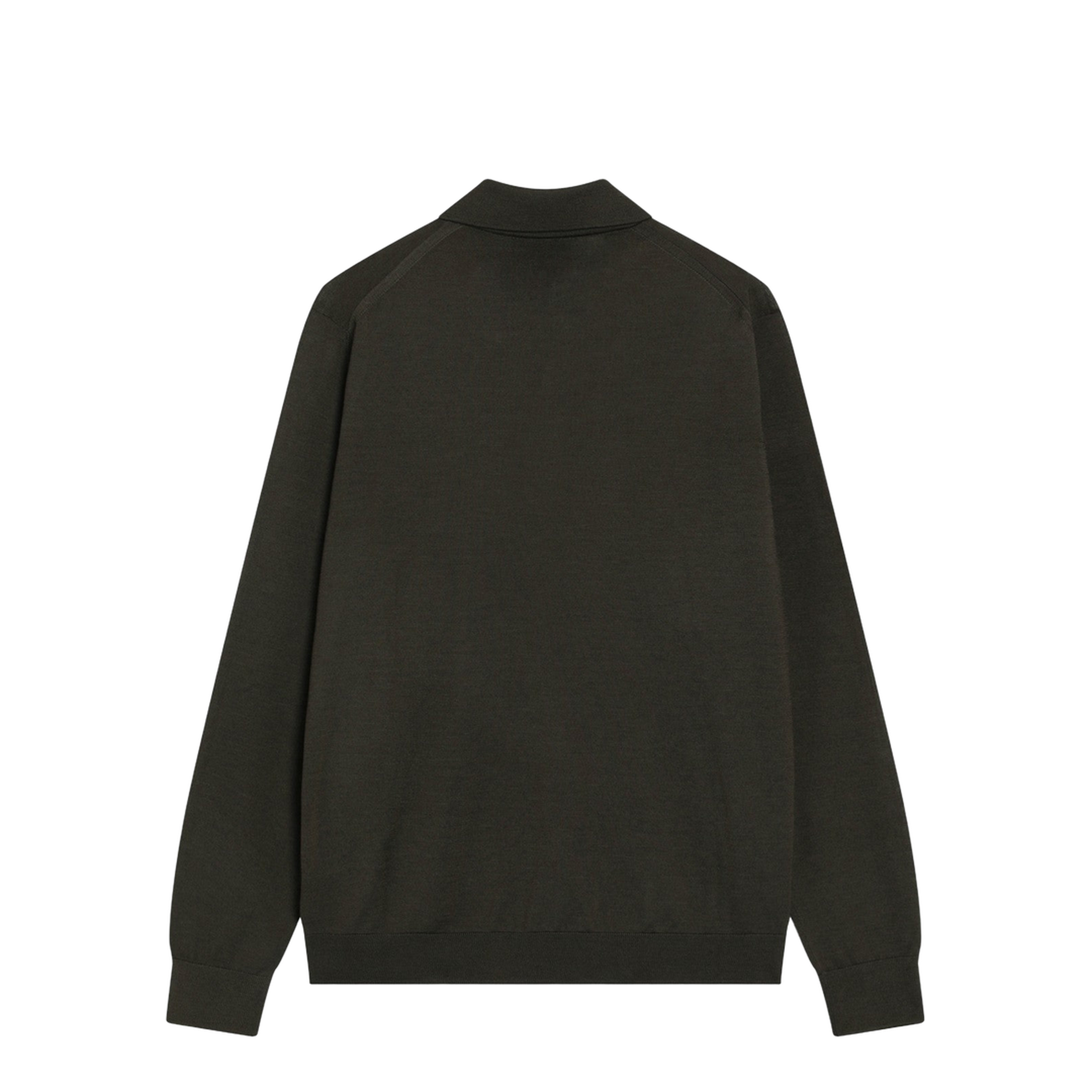 Military Green Combed Wool Polo Shirt - Image 2