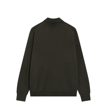 Military Green Combed Wool Polo Shirt - Image 2