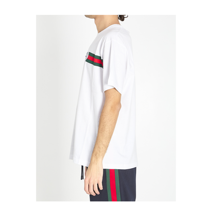 Cotton Jersey T-Shirt with Embroidery in White - Image 3