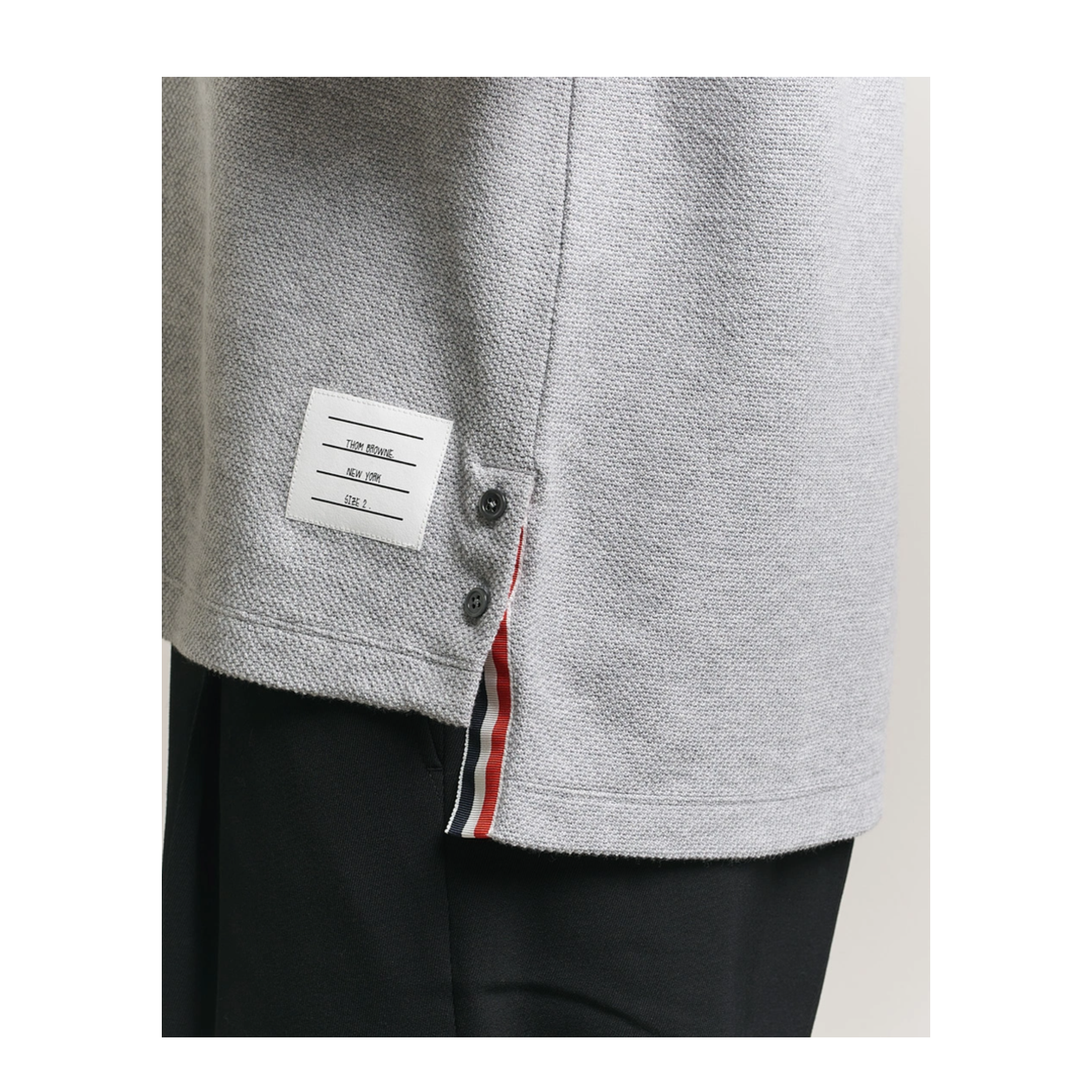 Short Sleeve Tee in Textured Pique with Eng 4 Bar - Image 4
