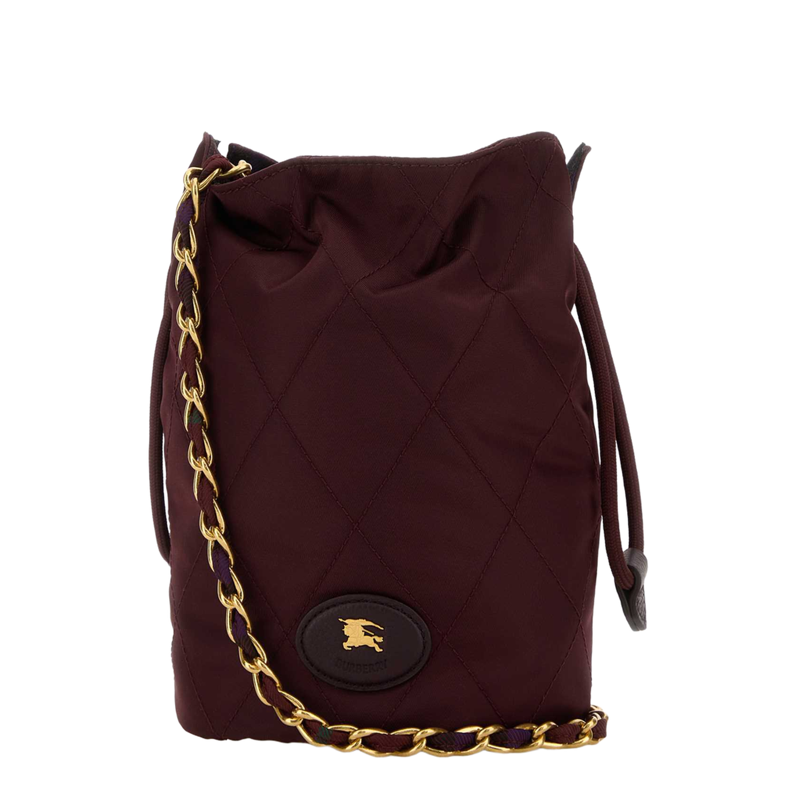 Burgundy Canvas Horseshoe Bucket Bag - Image 2