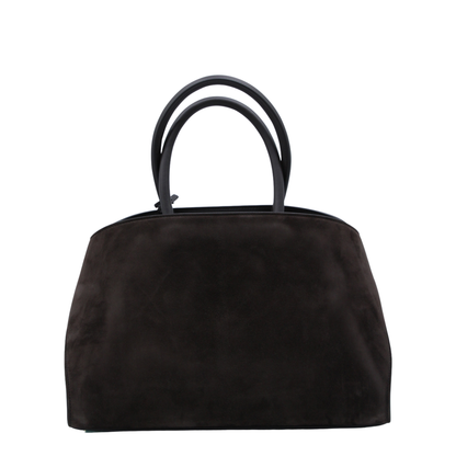 Hug Medium Calf Leather Top Handle Bag - Testa di Moro - Image 3