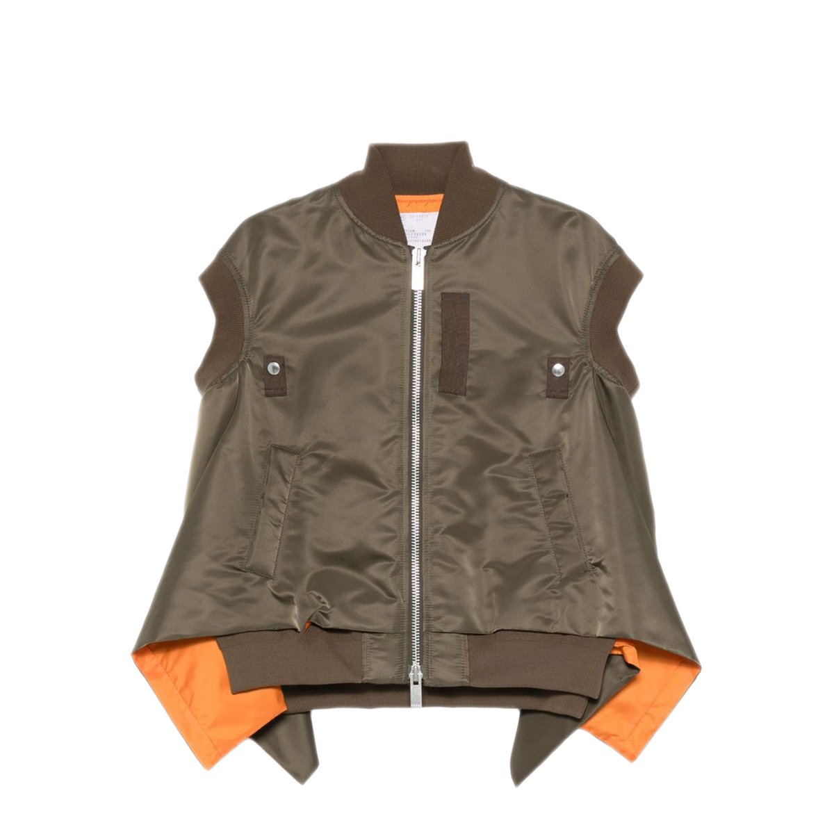 Nylon Zipped Vest Kaki - Image 1