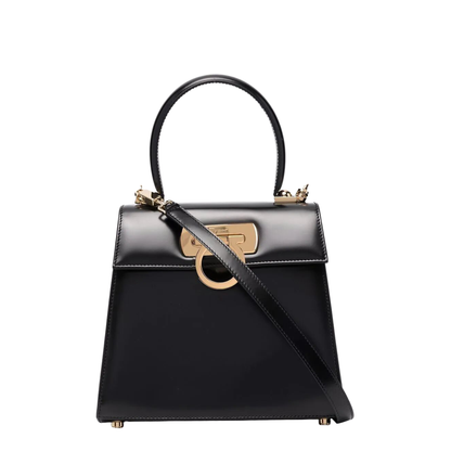 Iconic Small Calfskin Top Handle Bag - Nero - Image 1