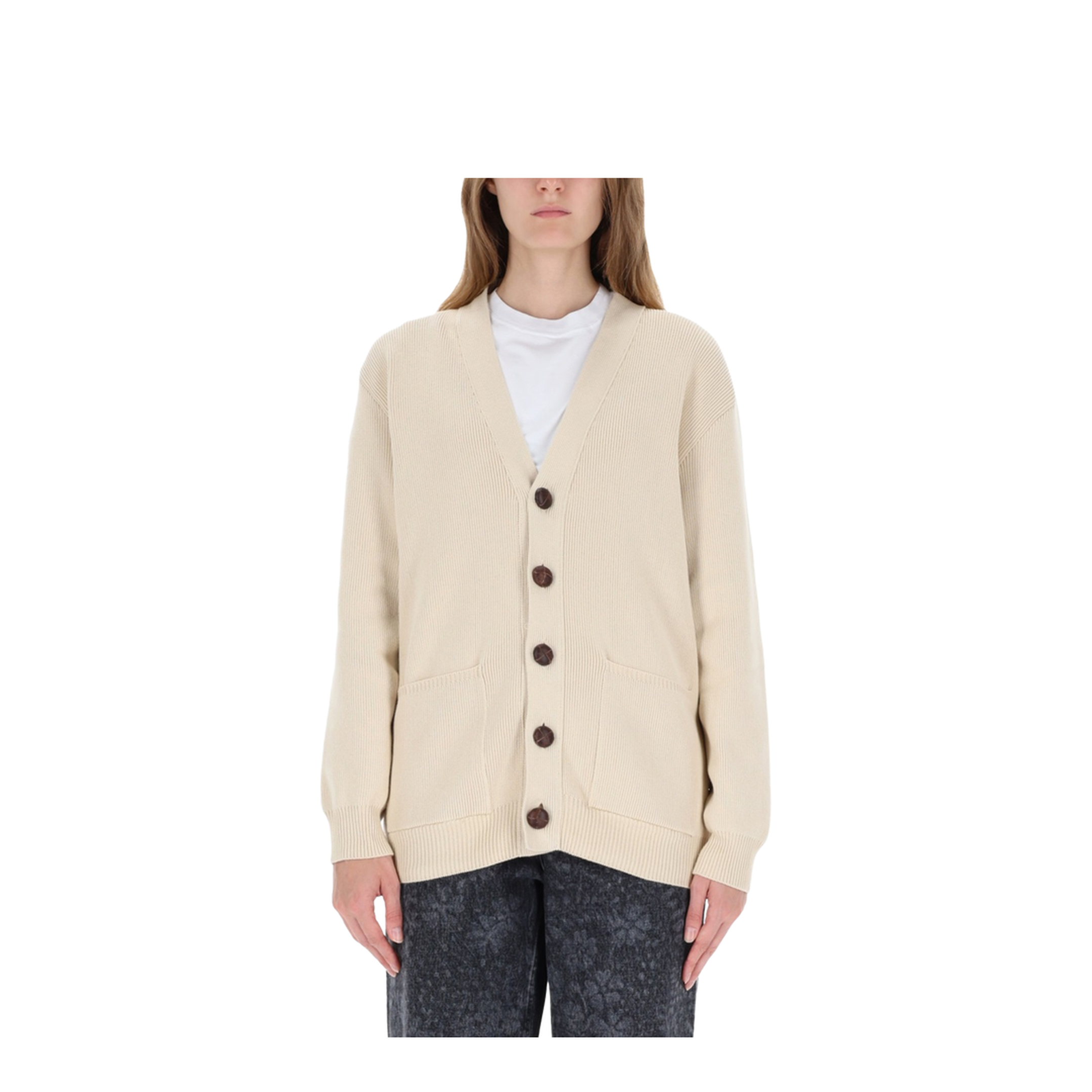 Cotton V-Necked Cardigan - Image 1