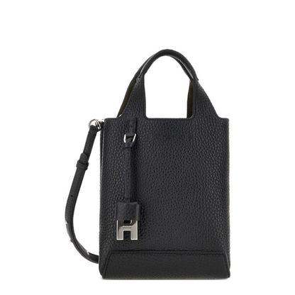 H01R Mini Calfskin Shopping Tote - Black - Image 1